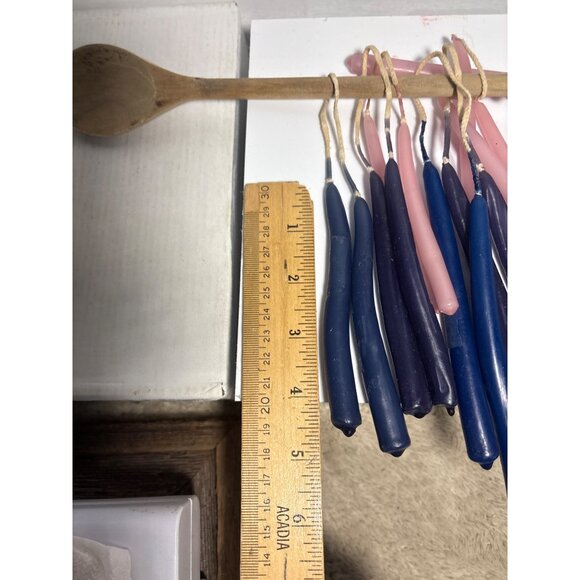 Hand Dipped Tapered Candles Blue Purple & Pink 4" Cotton Wicks 14 Candles - Picture 3 of 4